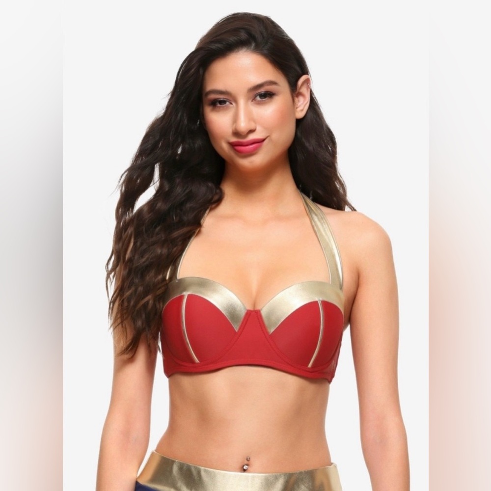 Hot Topic Wonder Woman bikini top Red and Gold Size XS